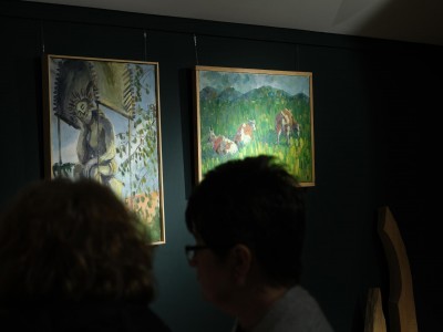 Vernissage of the exhibition ”Folk themes in the works od students of the T. Brzozowski State School of Fine Arts in Krosno” 1.04.2022-wernisaz-16.JPG