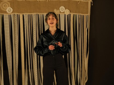 Vernissage of the exhibition ”Folk themes in the works od students of the T. Brzozowski State School of Fine Arts in Krosno” 1.04.2022-wernisaz-21.JPG